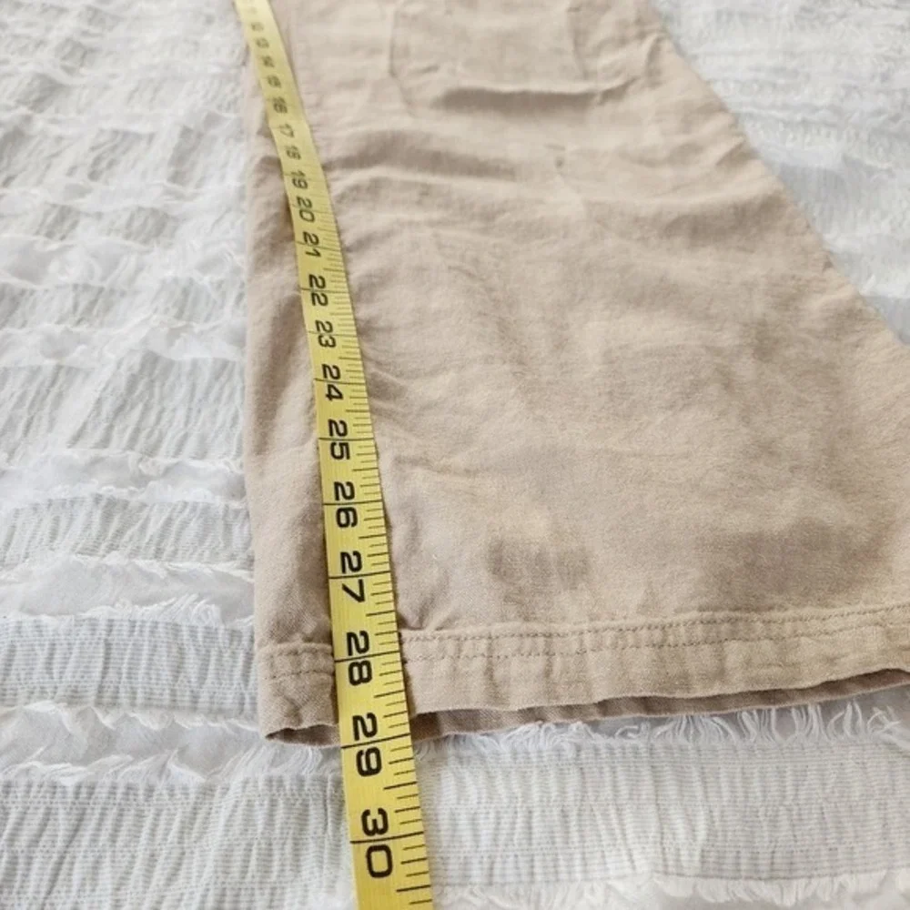 Love Tree Wide Leg Pants Womens Large Beige Linen Blend Boho Coastal Beachy - Picture 6 of 9